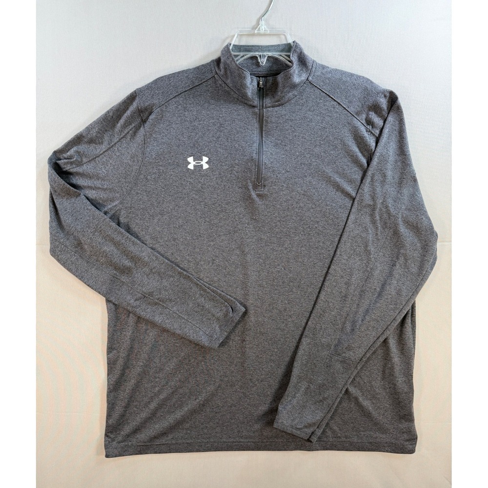 Under Armour Mens XL Gray Heathered Quarter Zip Pullover Long Sleeve Shirt Loose